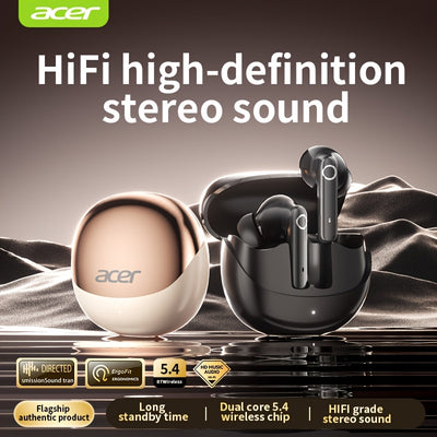 ACER HiFi High-definition Stereo Sound TWS Wireless Earbuds with Call Noise Cancellation, Long Standby Time, Dual Core 5.4 Wireless Chip, HIFI Grade Stereo Sound, Lightweight Touch Design, Fashionable Design, Comfortable for