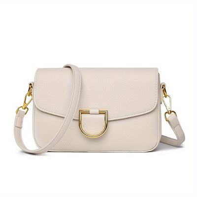 1pc Women's Top-Grain Cowhide Leather Crossbody Bag - Minimalist Square Design with Golden-Tone Hardware, Adjustable Strap & Zipper Closure, Beige/Tan/Black/Green - Casual Everyday Purse for Commuting, Work & Travel, Durable