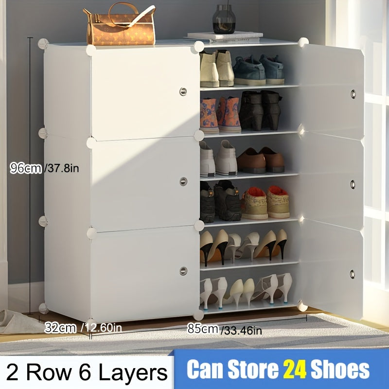 Expandable Shoe Rack with Doors - Portable Organizer for 8-60 Pairs of Shoes, Boots & Slippers - No Assembly Required