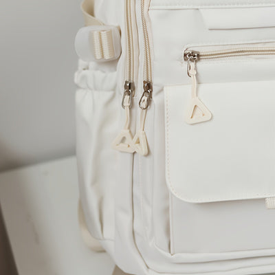 Elegant White Japanese-Style Backpack for High School and College Students - Large Capacity, Lightweight, Adjustable Strap, Zipper Closure, Casual Style, Hand Washable, Casual Backpack | Minimalist Backpack | Lightweight Back