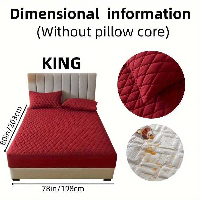 2/3pcs Set of Quilted Waterproof Bed Cover in Multiple Colors, Waterproof Mattress Protector, Bed Cover And Pillowcase Set, Non-Slip Full Coverage Bed Cover.