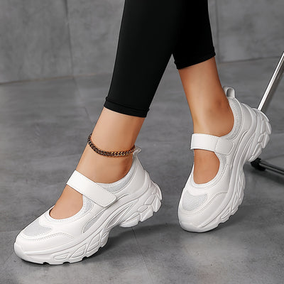 Women's Breathable Mesh Platform Sneakers, Casual Ankle Strap Outdoor Shoes, Women's Comfortable Shoes