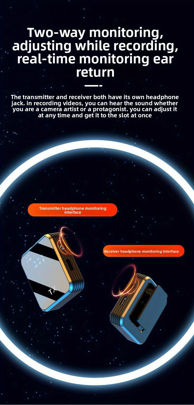 Wireless Lavalier Microphone, Intelligent Noise Reduction, Omnidirectional Capacitive, with Windproof Ball, 2-In-1 Wireless Lavalier Microphone for Recording Content, Live Streaming, Interviews, Song Recording, Video Podcasts