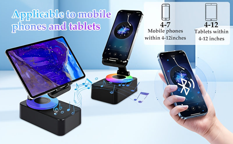 Wireless Speaker with Phone Holder, Stereo Sound, Mobile Phone Stand, Speaker with Non-Slip Base, Subwoofer Speaker - Perfect for Indoor and Outdoor Use, Desktop, Party - Ideal Gift for Family, and Friends - Suitable gifts fo