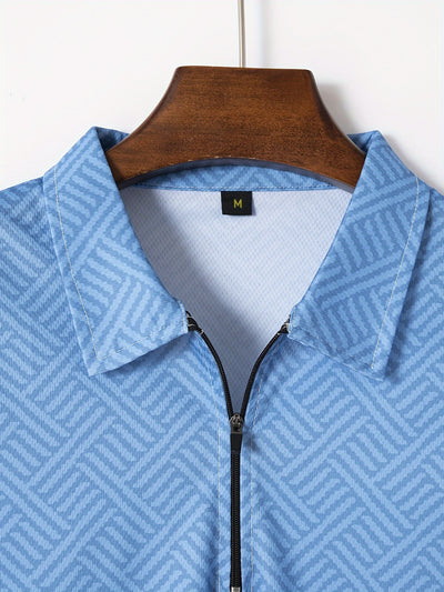 تي شيرت رجالي بأكمام قصيرة + شورت بدلة رياضية كاجوال باللون الأزرق