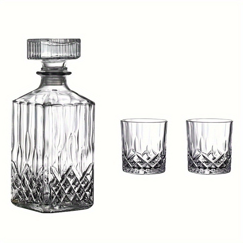 MAMSHIB 3pcs Whiskey Decanter Set 7pcs - Elegant Glass Spirits Carafe with Pour Spout& Stopper - Premium Roostertail& Liquor Decanting Kit for Bourbon, Scotch, Rum - Ultimate Barware Gift Set for Home Bars, Parties, Holidays&