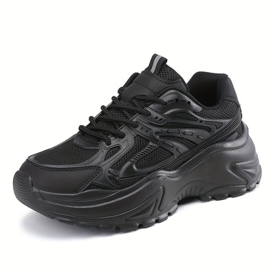 Women's Mesh Chunky Sneakers, Casual Solid Color Height Increasing Trainers, All-Match Walking Sports Shoes