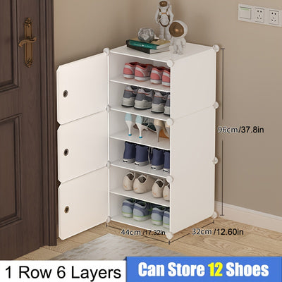 Expandable Shoe Rack with Doors - Portable Organizer for 8-60 Pairs of Shoes, Boots & Slippers - No Assembly Required