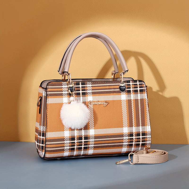 حقيبة ساتشل مزينة بأحرف، محفظة أنيقة بمقبض علوي، حقيبة كتف كبيرة الحجم للمكتب والعمل