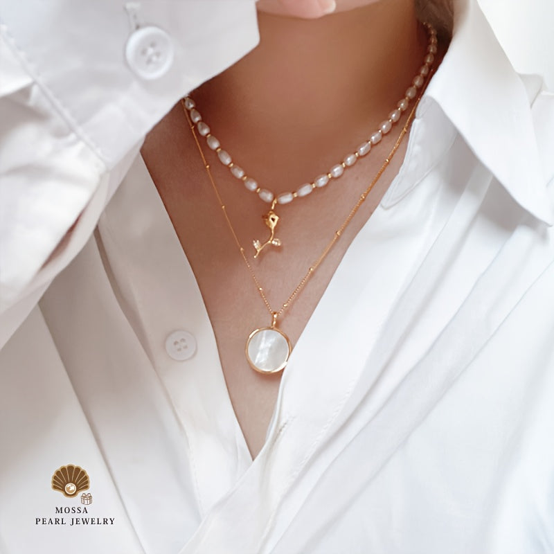 Elegant Freshwater Pearls Rose Necklace for Teenager - Bohemian Style, Perfect Gift for Mom, Best Friend, or Girlfriend, Includes Gift Box, Ideal for Parties, Music Festivals, and Special Occasions, Festive Gift Item|Bohemian