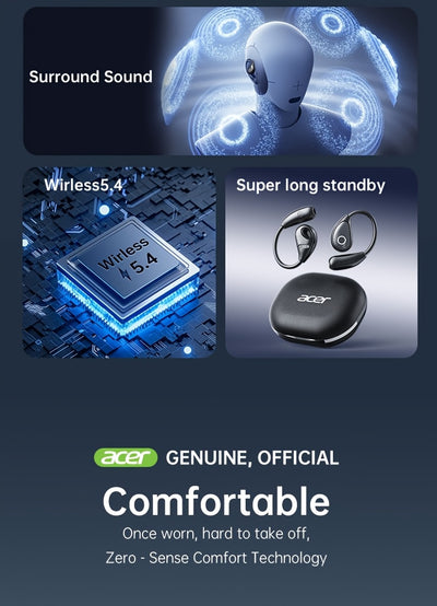 Acer TWS Wireless Headphones with Noise Cancelling, In-Ear Design, Lightweight Touch Control, Long Battery Life, HIFI Sound, Compatible with Mobile Phones, Tablets, And Laptops
