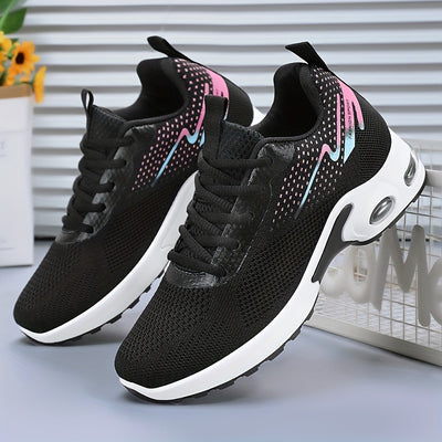Women's lightweight and breathable knitted sports shoes with air cushion, made of soft and highly elastic fabric, comfortable for casual outdoor wear in all seasons. Women's sports shoes are suitable for wearing in all four s