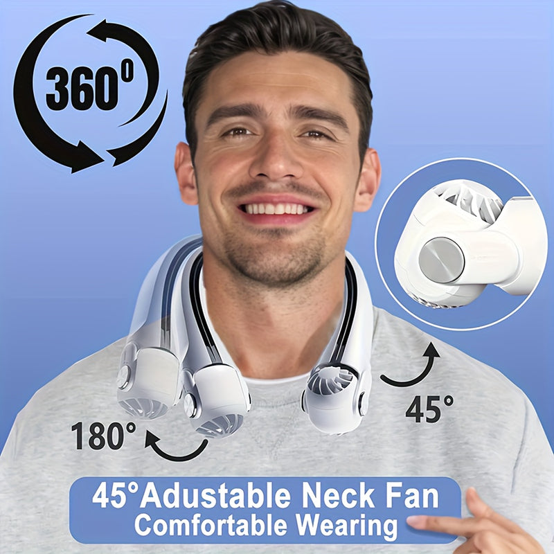 1pc 2025 New Portable Neck Fan, Bladeless Fan, Upgraded with Rotatable Airflow Direction, 360° Surround Outlet, Wearable Neck Fan Rechargeable, Perfect for Outdoor, Sports, Camping, Travel Use