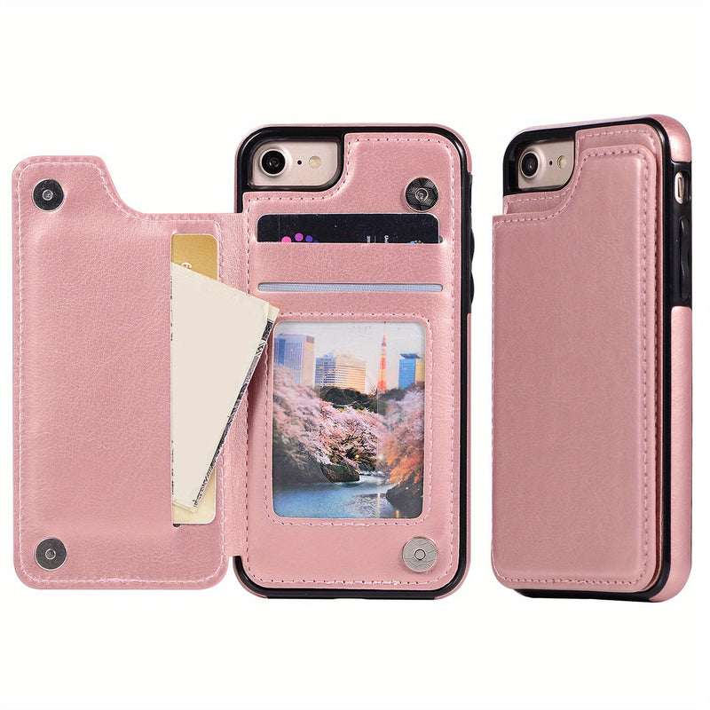 جراب iPhone قابل للطي من الجلد الصناعي عالي الجودة مع فتحات للبطاقات وحامل مقاوم للصدمات متوافق مع موديلات مختلفة بما في ذلك X XR XS Max 11 pro 12 pro 13 pro 14 15 16 SE 6 7 8 plus