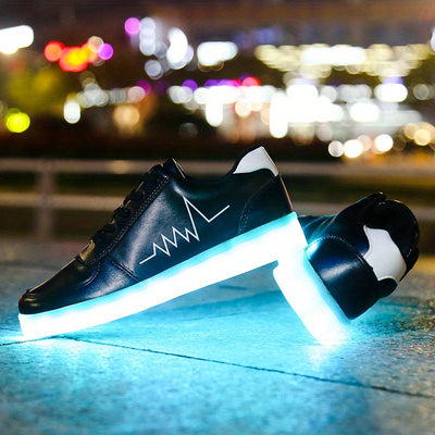 Women's Colorful Luminous Sneakers, Lace Up Low-top Lightweight Outdoor Shoes, Casual Sporty Footwear