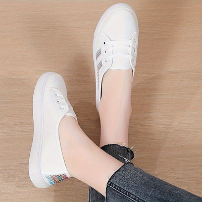 Women's Simple Canvas Shoes, Casual Lace Up Outdoor Shoes, Comfortable Low Top Sneakers