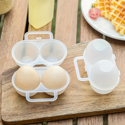 1pc Portable Egg Carrier Box, Plastic Egg Holder with 2 Compartments, Kitchen Fridge Safe Egg Storage Container, Shockproof Egg Organizer Case for Food Contact