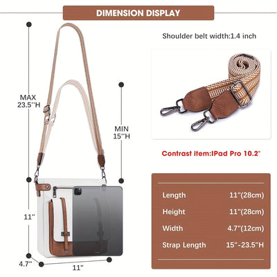 Lucky Hour Women's Large Capacity Crossbody Bag - Elegant Synthetic Leather Messenger Bag with Adjustable Bohemian Strap, Multiple Zippered Pockets & Reinforced Oil-Edged Trim for Travel, Work, Daily Use (Peach, Pink, White,