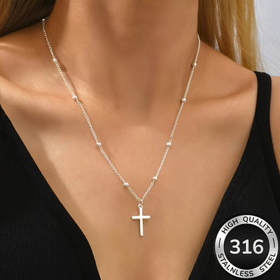 AIVEO high-quality 316 stainless steel Golden Women's cross necklace, -fade, comfortable and versatile, simple and elegant, fashionable Women's necklaces for daily wear parties, jewelry accessories, are exquisite gifts for wo