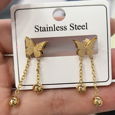 A Pair of Butterfly Tassel Earrings Made of Stainless Steel, Stylish And Classic, New for The Autumn And Winter Season.