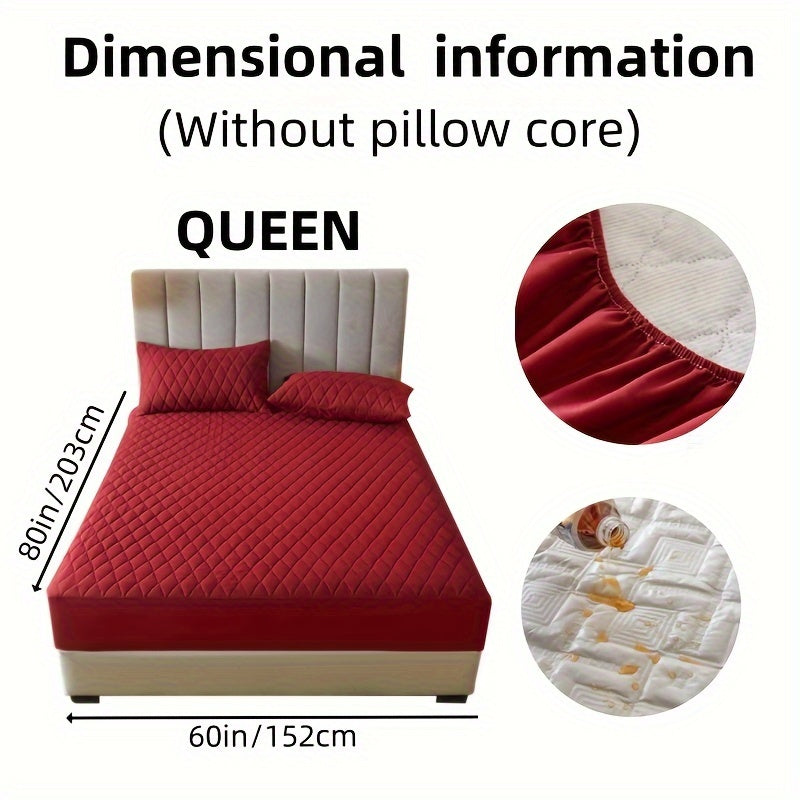 2/3pcs Set of Quilted Waterproof Bed Cover in Multiple Colors, Waterproof Mattress Protector, Bed Cover And Pillowcase Set, Non-Slip Full Coverage Bed Cover.