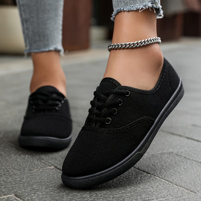Women's Canvas Sneakers - Lightweight Lace Up Fashion Flat Shoes, Casual Sports Shoes For Outdoor