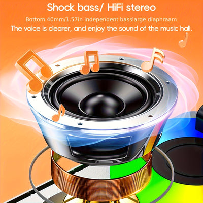 Wireless Speaker with Phone Holder, Stereo Sound, Mobile Phone Stand, Speaker with Non-Slip Base, Subwoofer Speaker - Perfect for Indoor and Outdoor Use, Desktop, Party - Ideal Gift for Family, and Friends - Suitable gifts fo