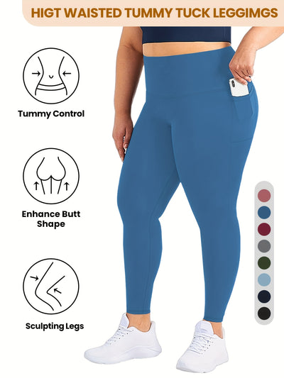 Women'S High-Waist Yoga Leggings with Side Pockets - Stretchy, Tummy Control, Sculpting Design, Black, Slim Fit, High Waisted, Perfect for Sports & Casual Wear, Workout Leggings | Slim Fit Leggings | High Waisted Legging