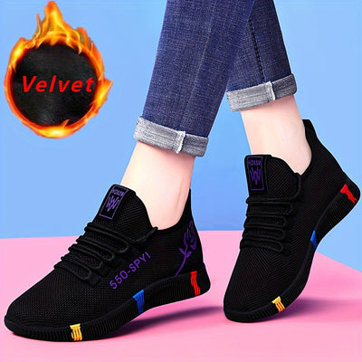 Women's Rose Pattern Sports Shoes, Breathable & Lightweight Running Sneakers, Comfy Outdoor Walking Trainers