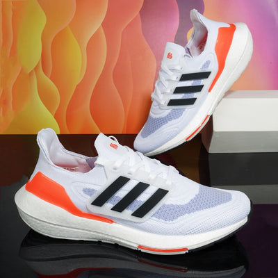 Men's Sneakers - All-Season Non-Slip Cushioned Platform Sneakers with Breathable Upper, Cushioned Midsole - White/Orange Accent Joggers for Gym, Running, Everyday - Lace-Up Closure - Ideal Gift for Athletes & Casual Wearers,