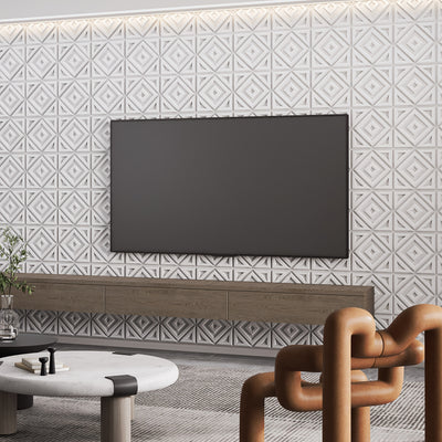 33pcs 3D Diamond Illusion Wall Panels, PVC Material, 29.97cm x 29.97cm, Black & White Geometric Design for Modern Living Room, Bedroom, Kitchen, and TV Wall Accents, Room Decor