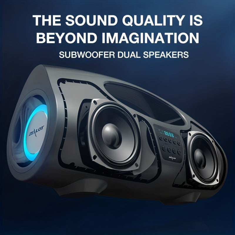 ZEALOT Wireless Portable P1 Speaker High Power Dual Speaker, With Microphone Subwoofer 3D Surround Sound, Surging Bass, FM TF USB Plug-in Card Compatible Connect With Mobile Phone/Tablet/TV