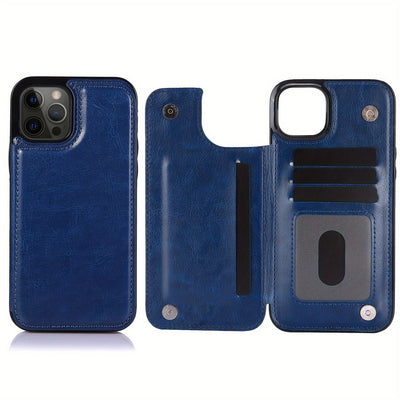 جراب iPhone قابل للطي من الجلد الصناعي عالي الجودة مع فتحات للبطاقات وحامل مقاوم للصدمات متوافق مع موديلات مختلفة بما في ذلك X XR XS Max 11 pro 12 pro 13 pro 14 15 16 SE 6 7 8 plus