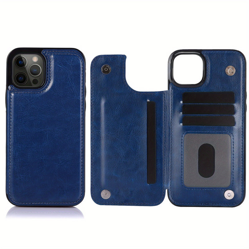 جراب iPhone قابل للطي من الجلد الصناعي عالي الجودة مع فتحات للبطاقات وحامل مقاوم للصدمات متوافق مع موديلات مختلفة بما في ذلك X XR XS Max 11 pro 12 pro 13 pro 14 15 16 SE 6 7 8 plus