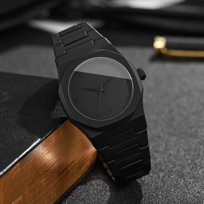 1pc Men'S Fashionable Quartz Watch with Arabic Numerals, Blue Dial & Black Strap - Stylish Minimalist Design, Battery-Powered, Non-Rechargeable, Includes Watch Box (Box Not Included), Everyday Timepiece, Sleek Watch Face, Dur