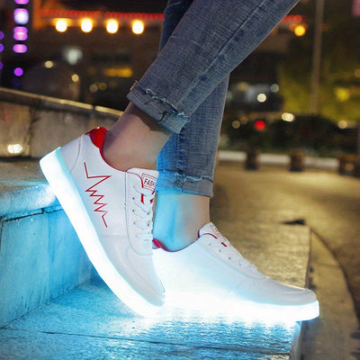 Women's Colorful Luminous Sneakers, Lace Up Low-top Lightweight Outdoor Shoes, Casual Sporty Footwear