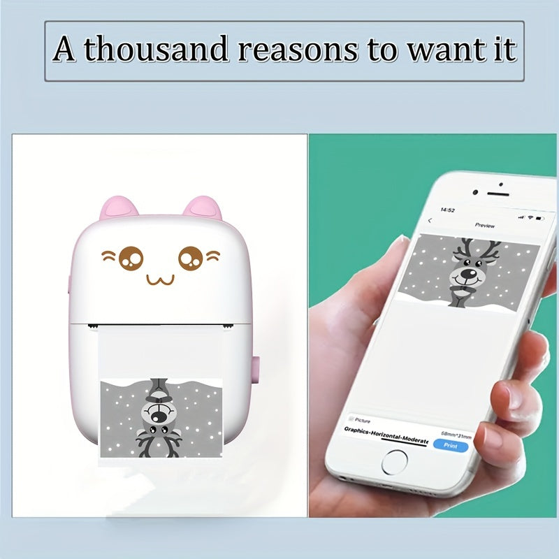 Photo Printer Smart Label Printer Mini Multi-function Portable Photo Printer Sticky Notes Note Code Text List Thermal Printer Ink-free Printer Small Mobile Phone Photo Album Printer