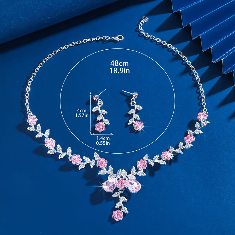A set of 3 elegant and fashionable flower necklaces, earrings, and jewelry, suitable for dance parties and daily gift giving