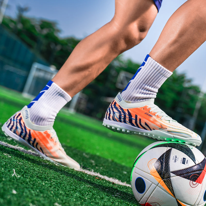 Professional TF Football Cleats for Men - All-Weather Anti-Slip Studs, Breathable Mesh Upper & Rubber Outsole, Durable Training & Competition Shoes for Indoor/Outdoor Soccer, Sports Footwear, Stylish Athletic Footwear, Cushio