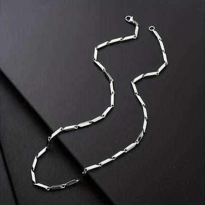 Men's Rhombus Pendant Necklace - Funky Hip-Hop Style White Golden Plated Geometric Design, Versatile Everyday Jewelry for Casual & Formal Outfits, Chic Accessory, Sleek Finish, Contemporary Craftsmanship