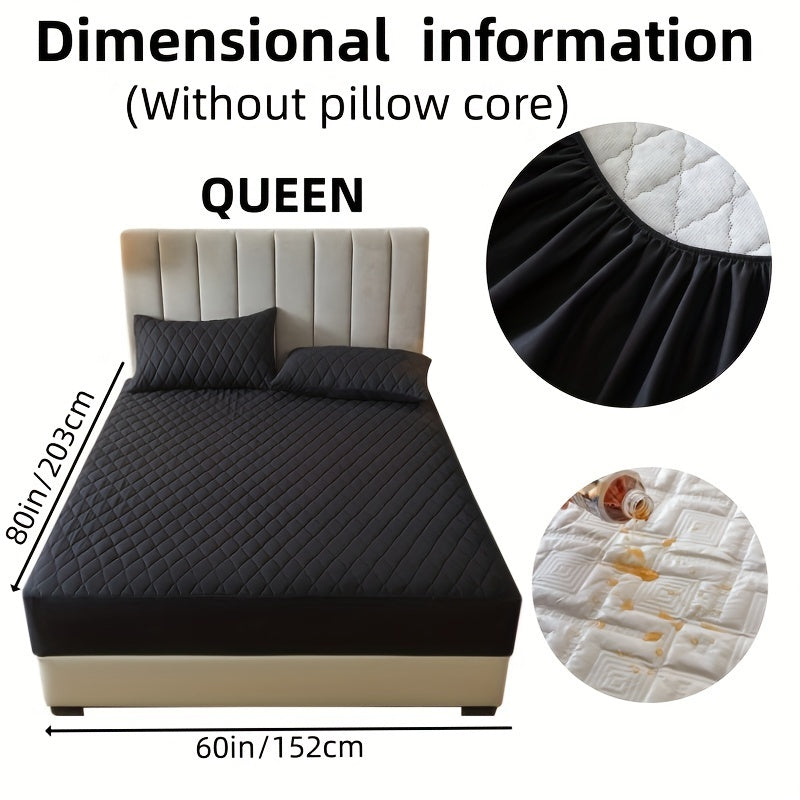 2/3pcs Set of Quilted Waterproof Bed Cover in Multiple Colors, Waterproof Mattress Protector, Bed Cover And Pillowcase Set, Non-Slip Full Coverage Bed Cover.