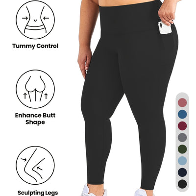 Women'S High-Waist Yoga Leggings with Side Pockets - Stretchy, Tummy Control, Sculpting Design, Black, Slim Fit, High Waisted, Perfect for Sports & Casual Wear, Workout Leggings | Slim Fit Leggings | High Waisted Legging