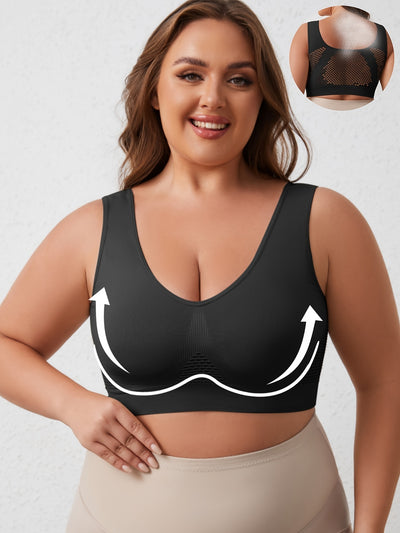 ZIMI COLLECTION Women's Plus Size High-Elasticity Sports Bra - Seamless Wireless Workout Top, Double Layer Support No Padding Needed, Non-Transparent Gym Yoga Running Bra for Everyday & Athletic Activities - All-Season Active