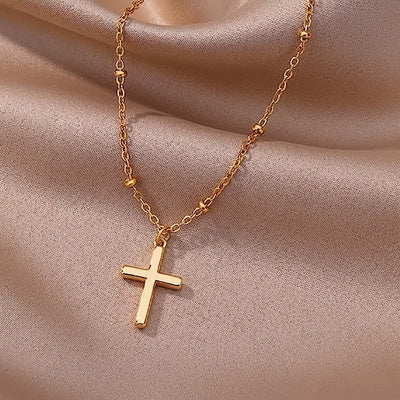 AIVEO high-quality 316 stainless steel Golden Women's cross necklace, -fade, comfortable and versatile, simple and elegant, fashionable Women's necklaces for daily wear parties, jewelry accessories, are exquisite gifts for wo