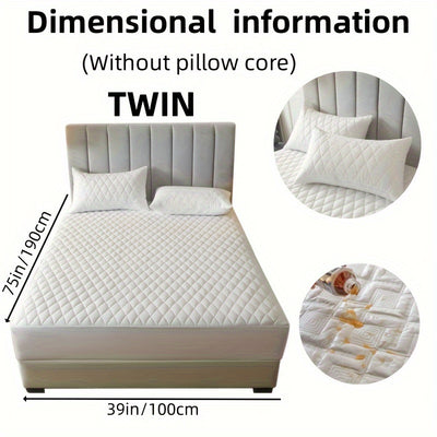 2/3pcs Set of Quilted Waterproof Bed Cover in Multiple Colors, Waterproof Mattress Protector, Bed Cover And Pillowcase Set, Non-Slip Full Coverage Bed Cover.