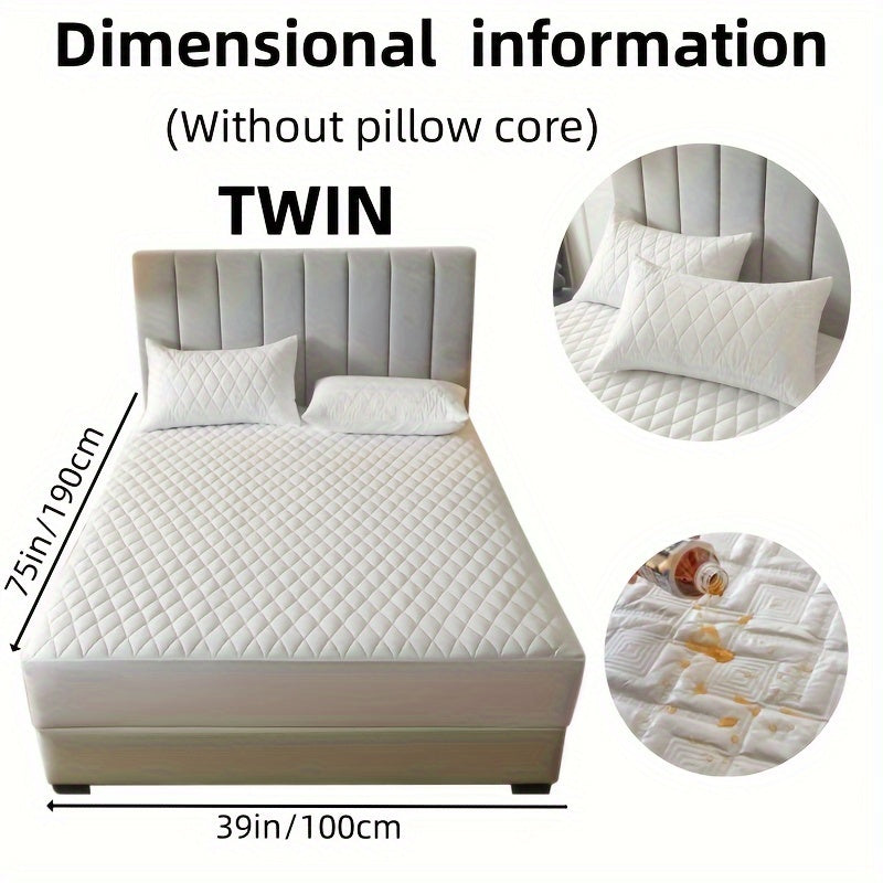 2/3pcs Set of Quilted Waterproof Bed Cover in Multiple Colors, Waterproof Mattress Protector, Bed Cover And Pillowcase Set, Non-Slip Full Coverage Bed Cover.