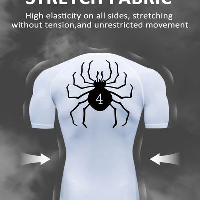 Spider Pattern Compression Shirts Men's Short Sleeve Athletic Undershirt Gear T-shirt For Sports Workout (Pants Not Included)