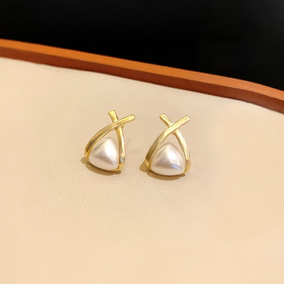 [NEW]A Pair of 2pcs, Geometric Triangle Bead Earrings, High-Quality Jewelry, Upgraded Temperament Earrings, High-End Decorative Earrings, Suitable for Daily Wear, Wedding Season Accessories, Suitable for Gifts for Girlfriends