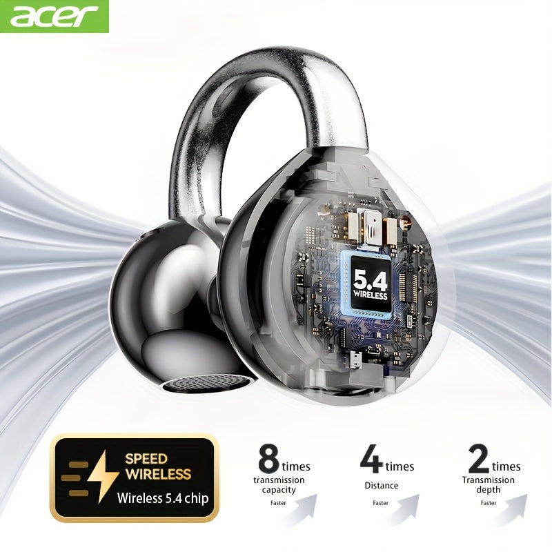 [Acer official genuine]TWS wireless headset, with fashionable lightweight touch design, adaptable sports running scene, support bass stereo and call noise reduction, with low latency gaming mode, HIFI sound. Super long standb