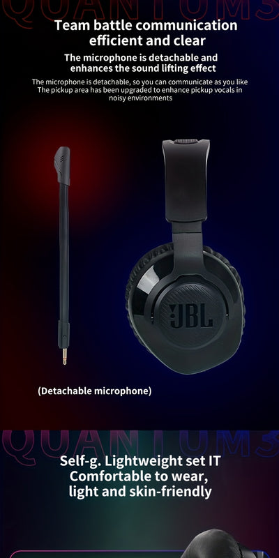 سماعة ألعاب لاسلكية JBL Quantum 350 - عمر بطارية يصل إلى 22 ساعة، عزل للضوضاء، ميكروفون قابل للفصل، وسادات أذن مريحة، شحن USB-C، مثالية لألعاب الكمبيوتر وأجهزة الألعاب، سماعة ألعاب | سماعة ألعاب مريحة | عزل للضوضاء